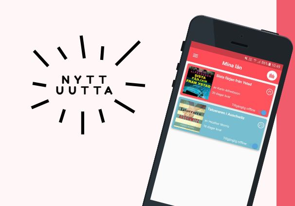 Mobilskärm med e-böcker / Puhelimen ruutu ja e-kirjoja
